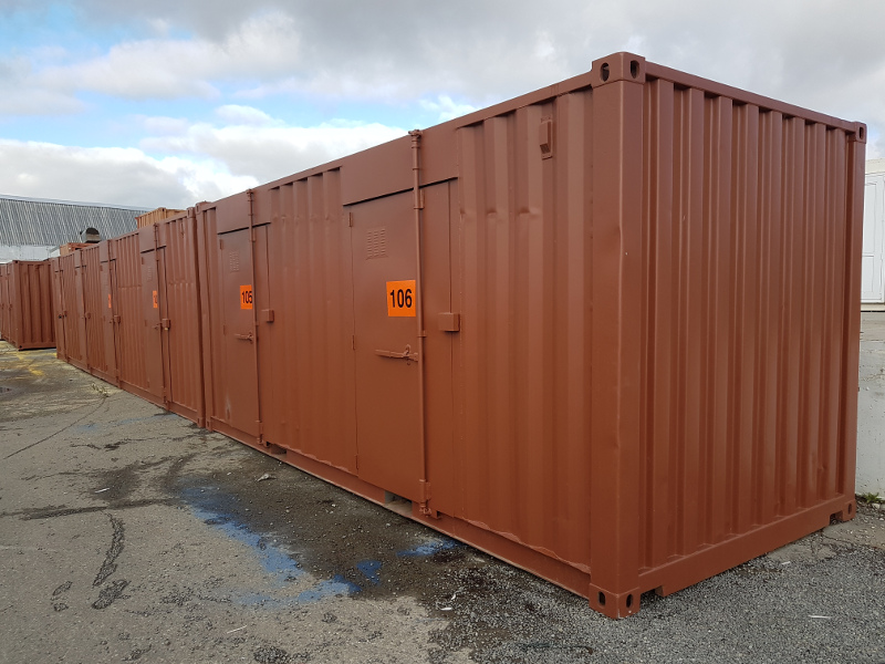 Row of 10 foot storage units.